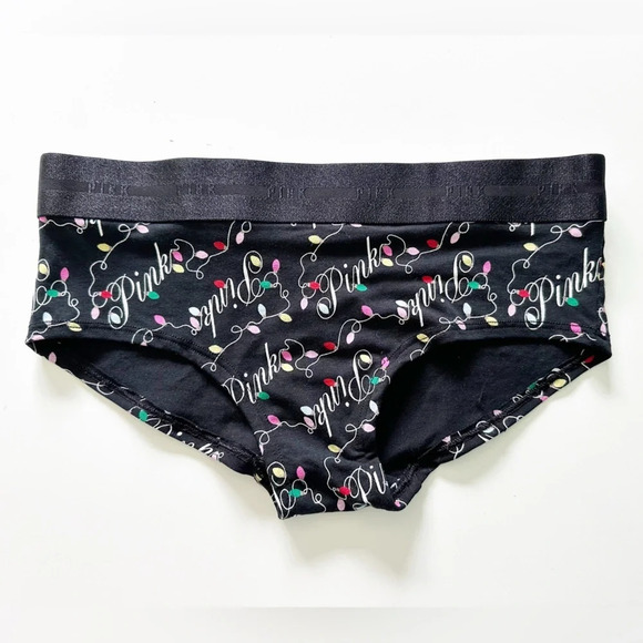 NWT 2 Victoria’s Secret Pink Holiday Hipster Panties Size Small Green Black - Picture 2 of 7